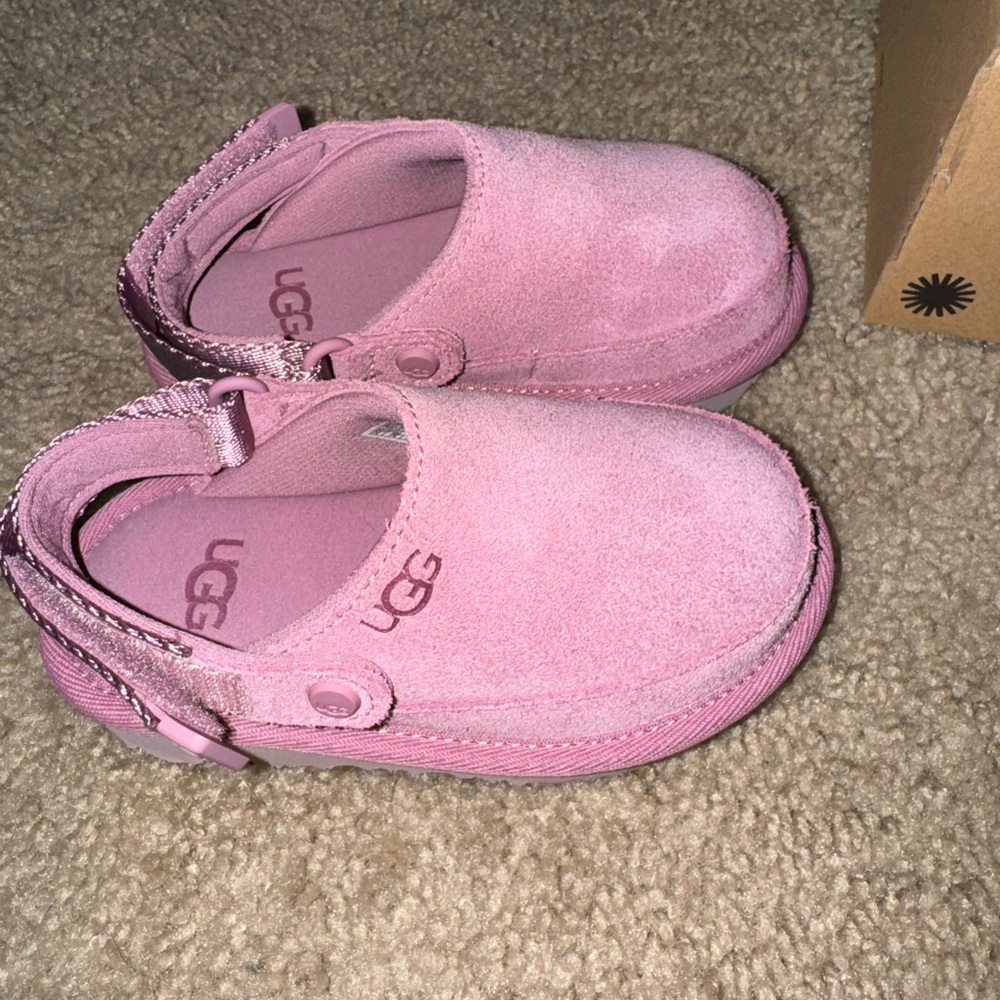 UGG Kids Light Pink Suede Slippers